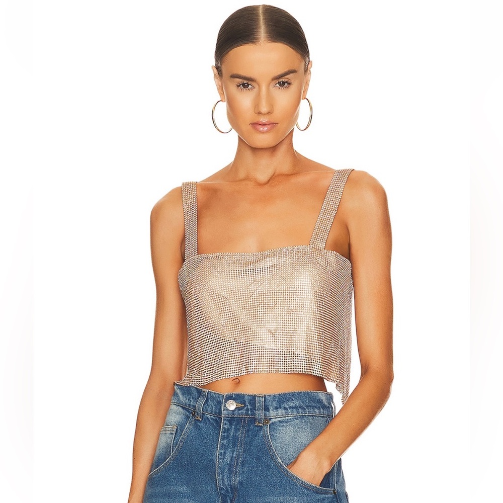 SDNYS Gold Studded Metallic Tank Top